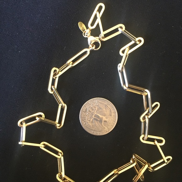 14k gold paperclip chain link necklace 18" - Picture 9 of 12